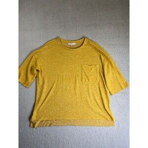 Philosophy‎ Women's Yellow 3/4 sleeve Round Neck Stretch Top Size Medium